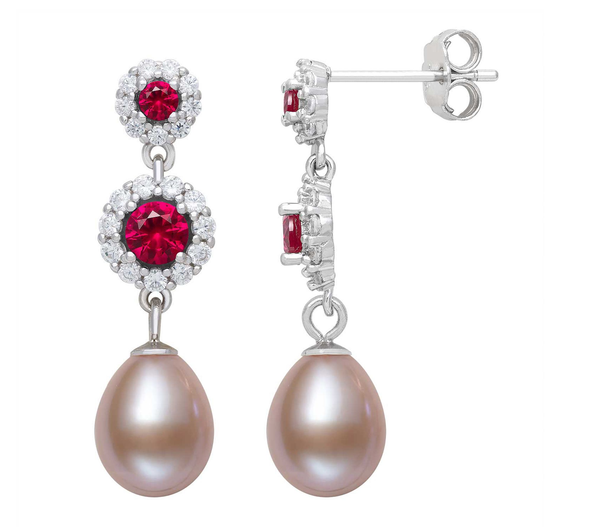 Amour De Pearl Pink Cultured Pearl Drop Earrings, Sterling