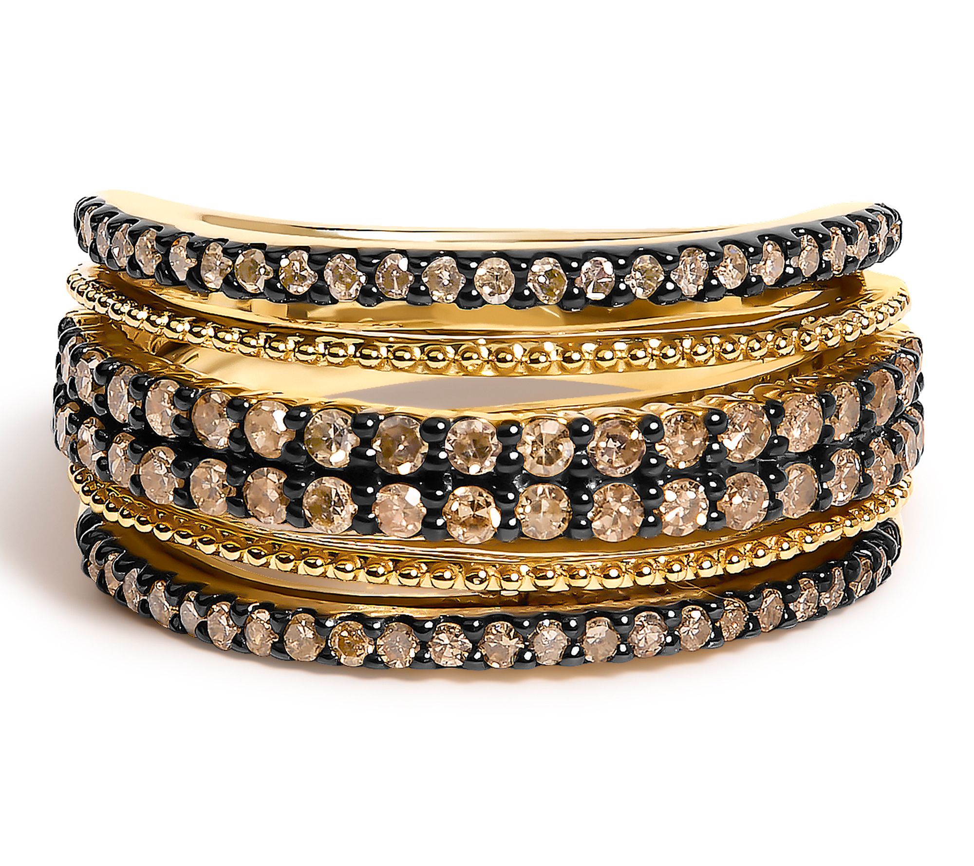 Haus of Brilliance Diamond Layer Band Ring, 10K Gold Plated