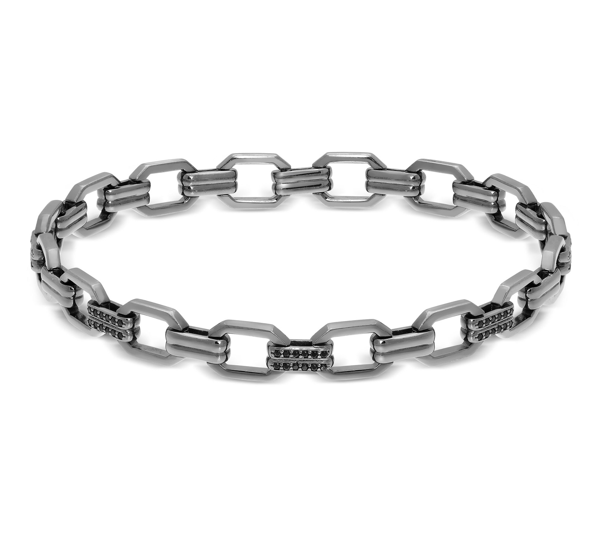 LYNX Men's Sterling Silver Black Spinel Bracelet