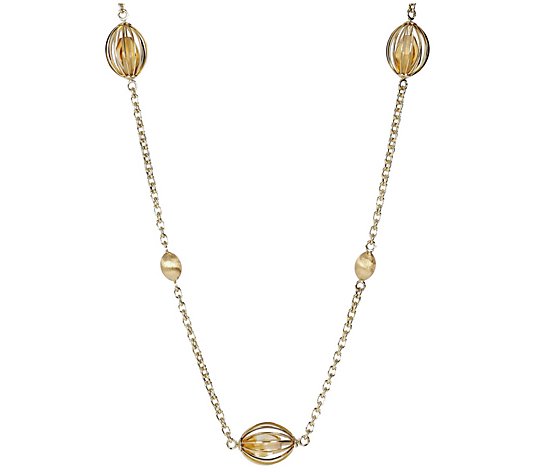 Arte d'Oro 32" Caged Gemstone Bead Necklace, 18K Gold