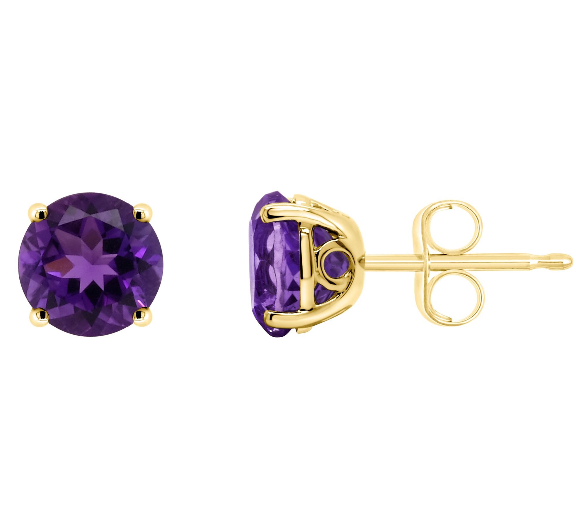 14K 6mm Round Amethyst Gemstone Stud Earrings