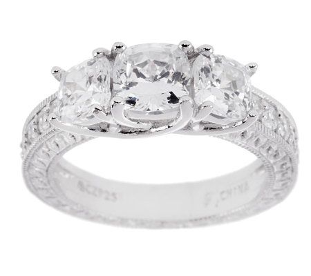 Epiphany Diamonique 100-Facet 2.40 cttw 3-stone Ring - QVC.com