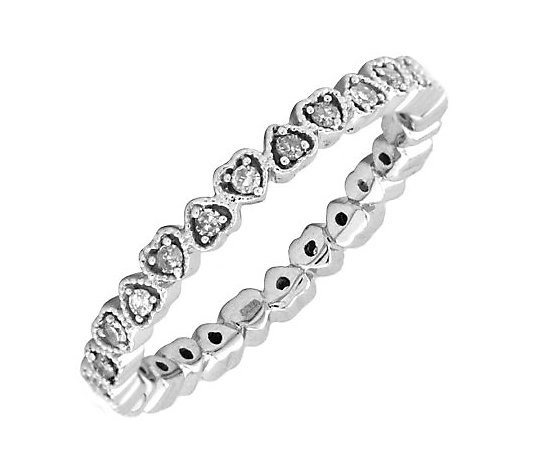 Simply Stacks Sterling and Diamond 2.25mm HeartEternity Ring