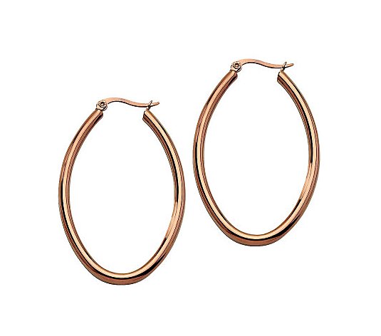 Stainless Steel Chocolate-Plated Oval Hoop Earrings