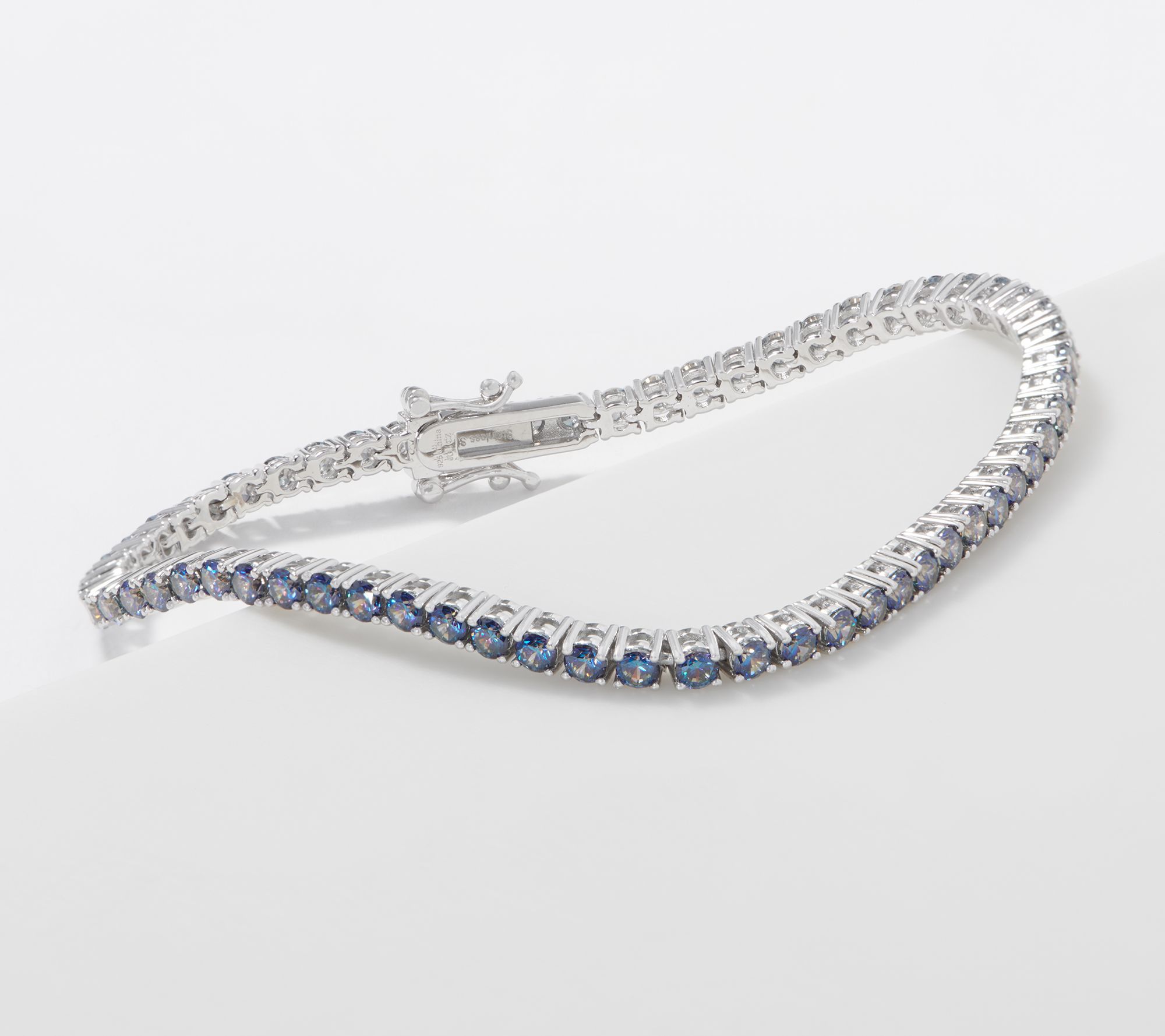 Diamonique Aurora Borealis Tennis Bracelet Sterling Silver