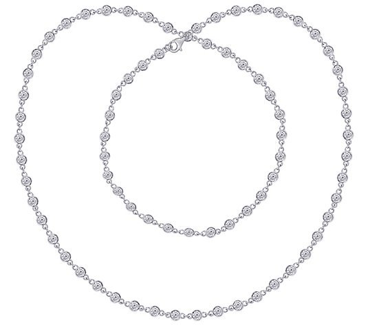Diamonique- By-The-Yard 100 Facet 28" Necklace, Platinum Clad