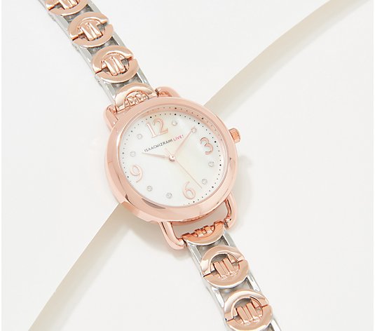 Isaac Mizrahi Live! Bracelet Watch with Mother of Pearl Face