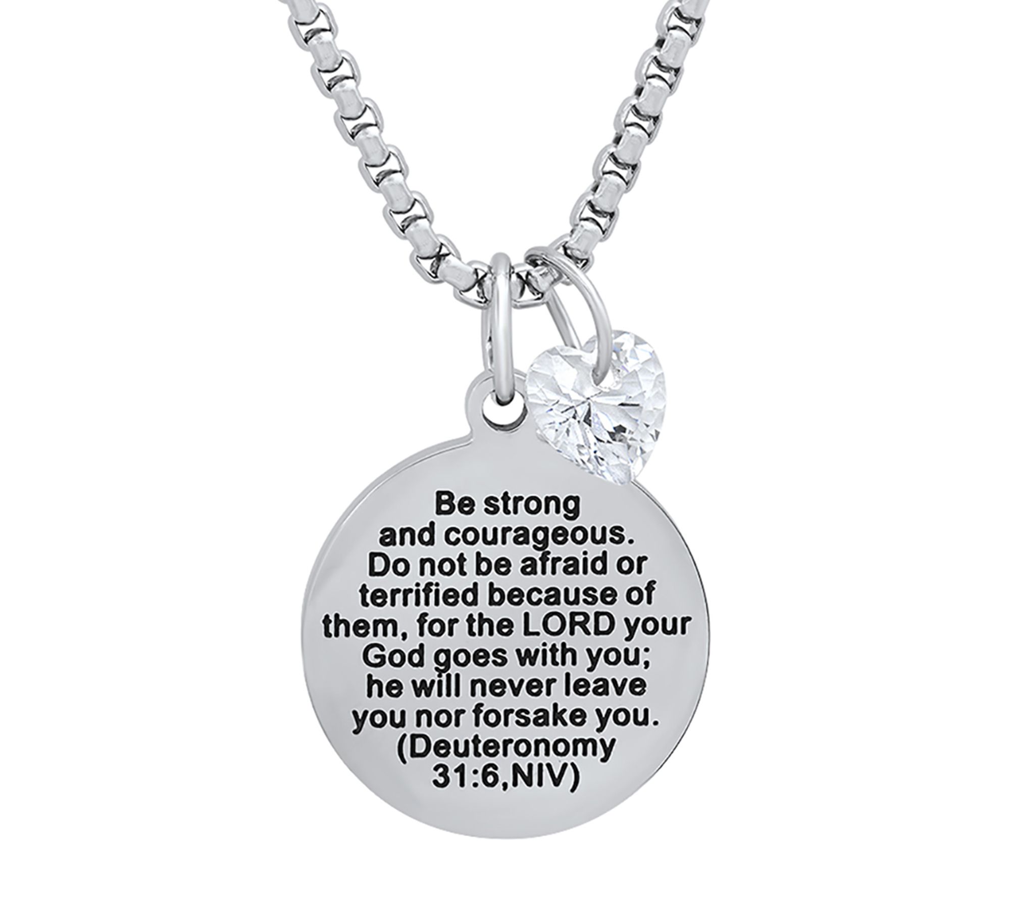 Steel by Design Crystal Bible Verse P endant w/ Chain