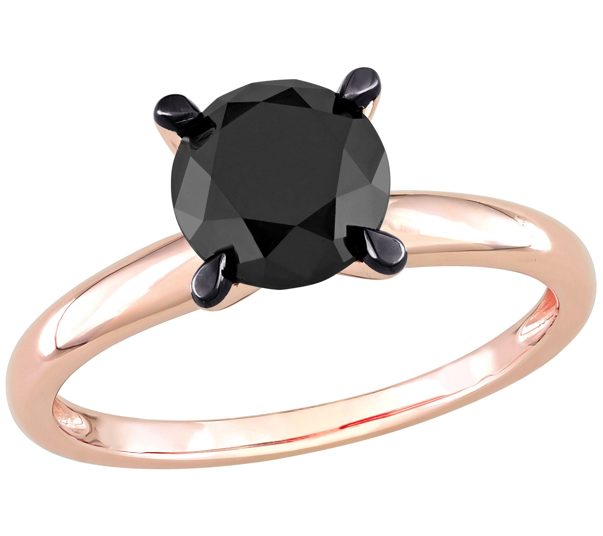 Affinity 2.00 cttw Black Diamond Solitaire Ring, 14K Rose Gold - QVC.com