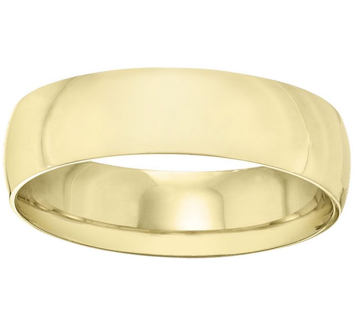 14K Men's Yellow Gold 6mm Half Round Wedding Band