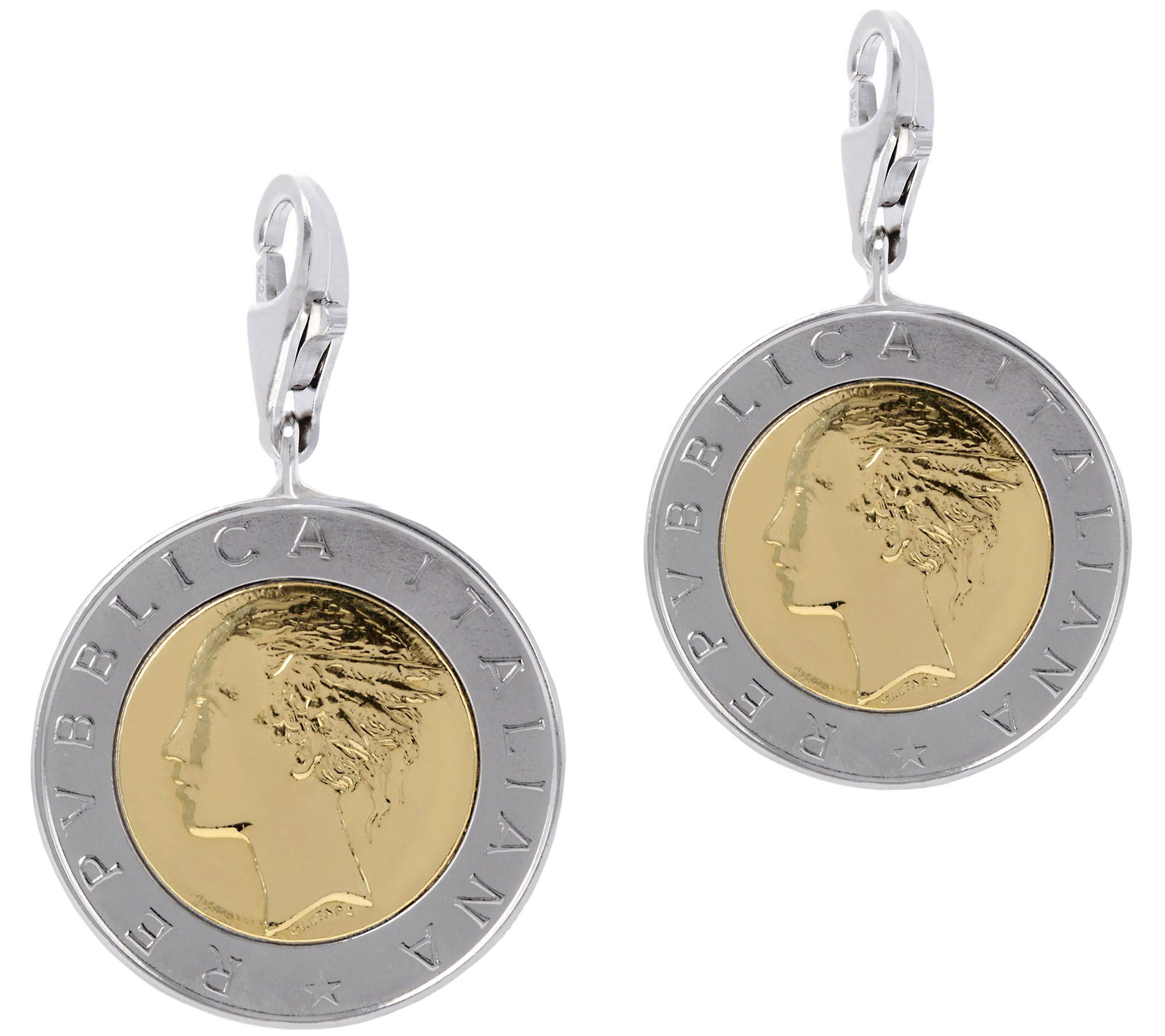 My Lira Set of 2 500-Lire Coin Charms, St erlinSilver