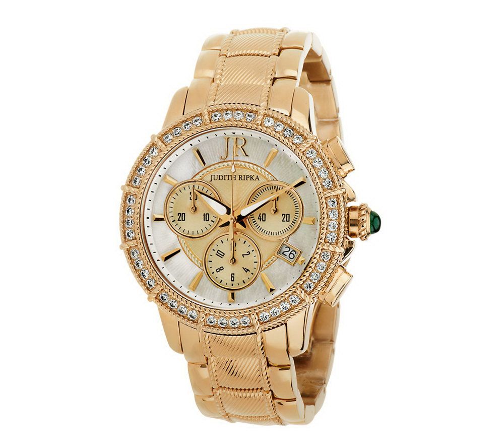 Judith Ripka Stainless Steel Silver or Gold Chronograph Watch - QVC.com