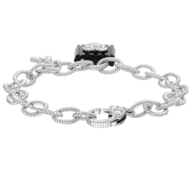 Judith Ripka Sterling Onyx Lock & Key Charm Bracelet - QVC.com