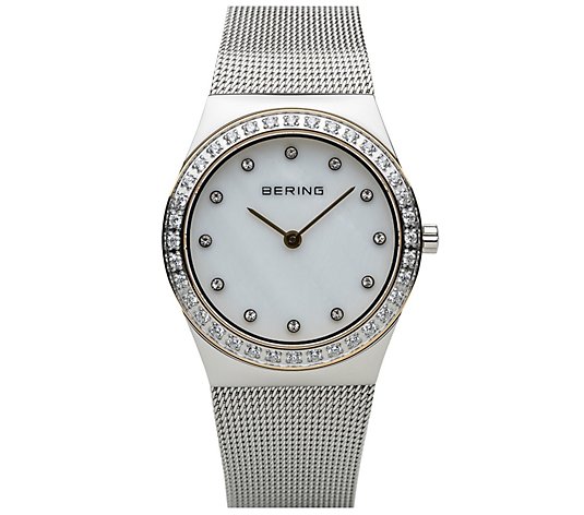 Bering Women's Stainless Crystal Bezel & Mesh Bracelet Watch