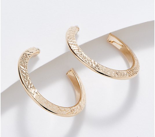 Italian Gold Triangular Hoop Earrings, 14K Gold