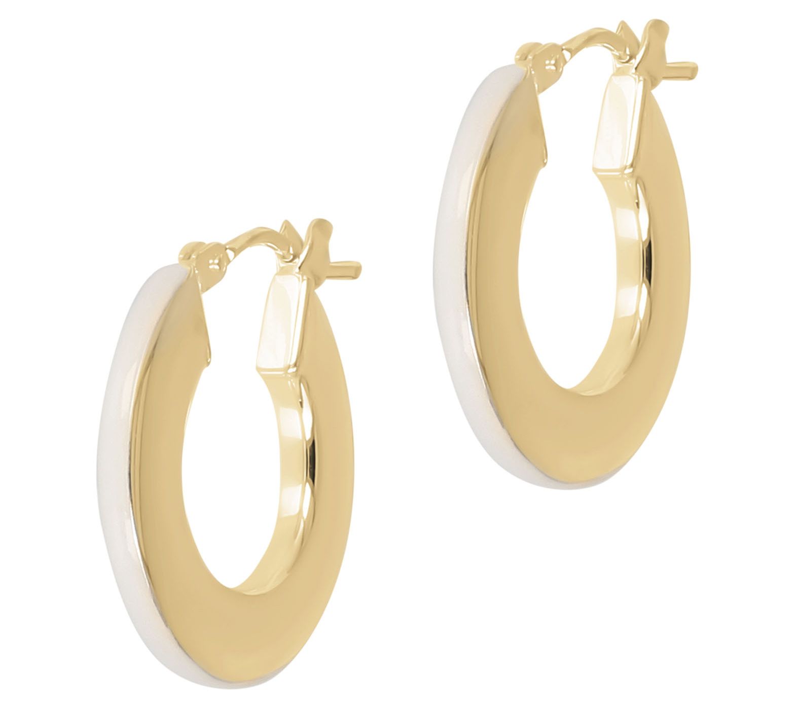 Italian Silver Enamel Hoop Earrings, 18K Gold Plated