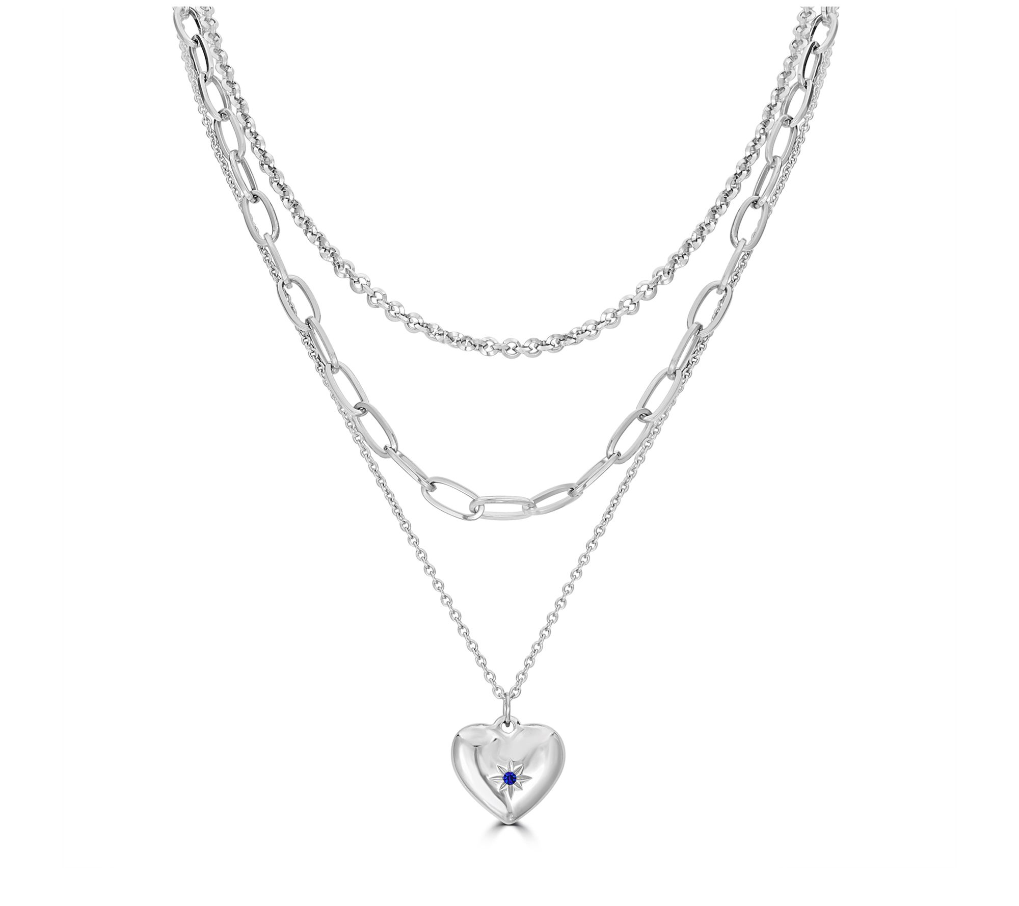 Steel by Design Multi-Layer Birthstone Heart Necklace