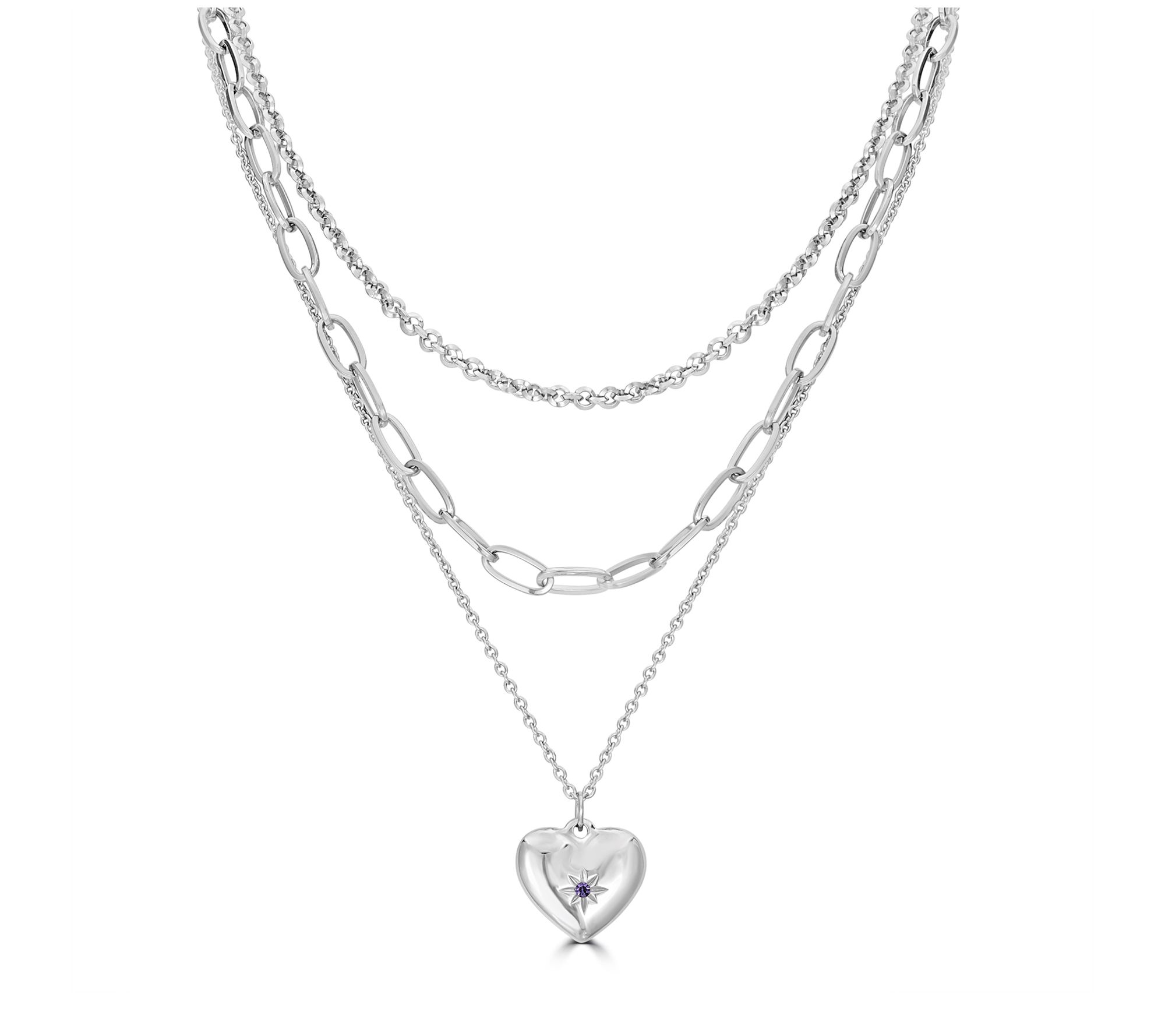 Steel by Design Multi-Layer Birthstone Heart Necklace
