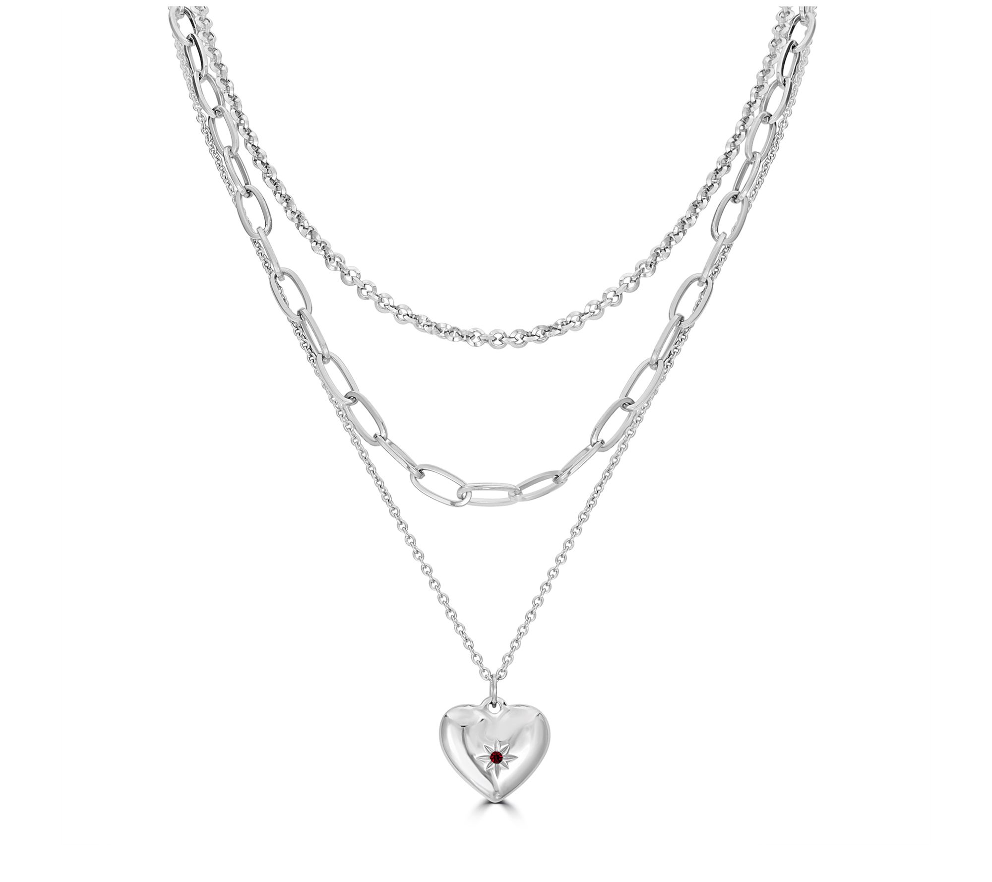 Steel by Design Multi-Layer Birthstone Heart Necklace
