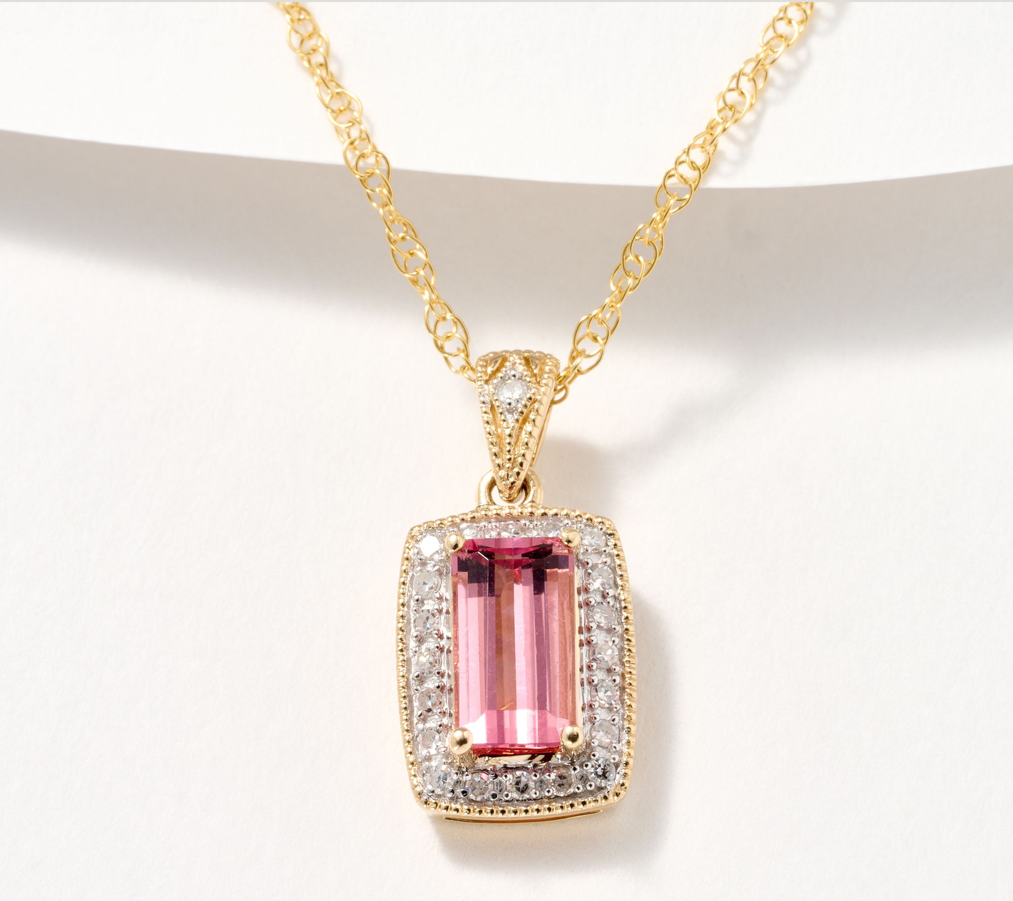 Shimmering Heart Pink Tourmaline Heart Pendant