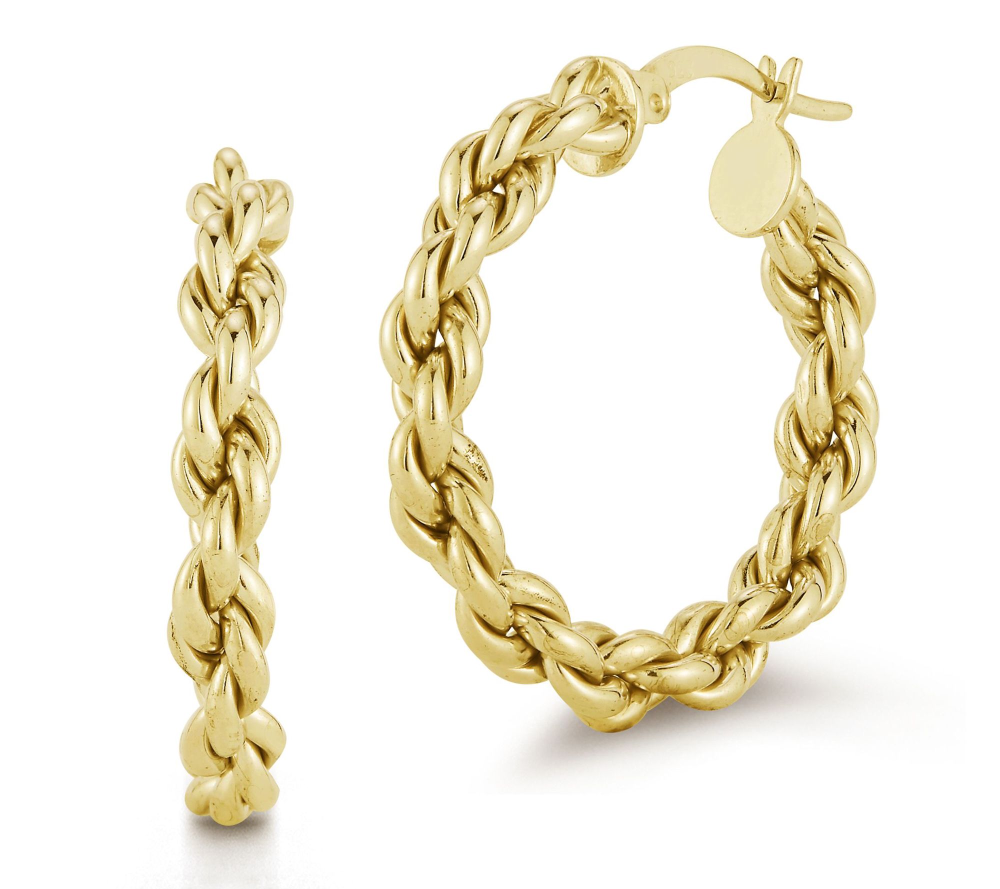 Sterlina Silver Bold Rope Chain Hoop Earrings,Sterling