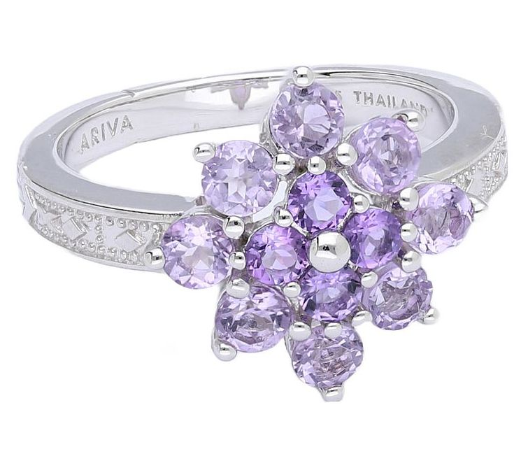 Ariva Sterling Silver Amethyst Dahlia Ring