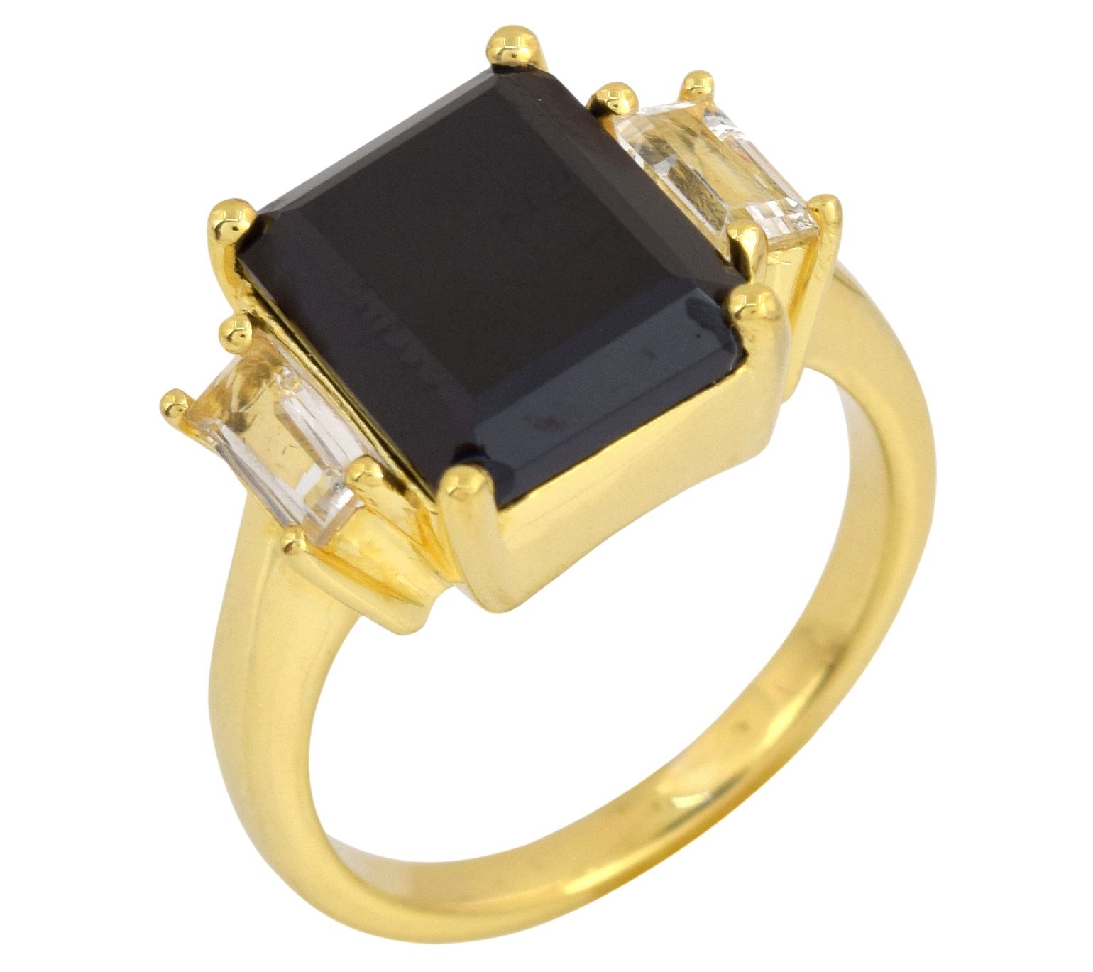 Affinity Gems Rock Crystal & Black Spinel Ring, Sterling