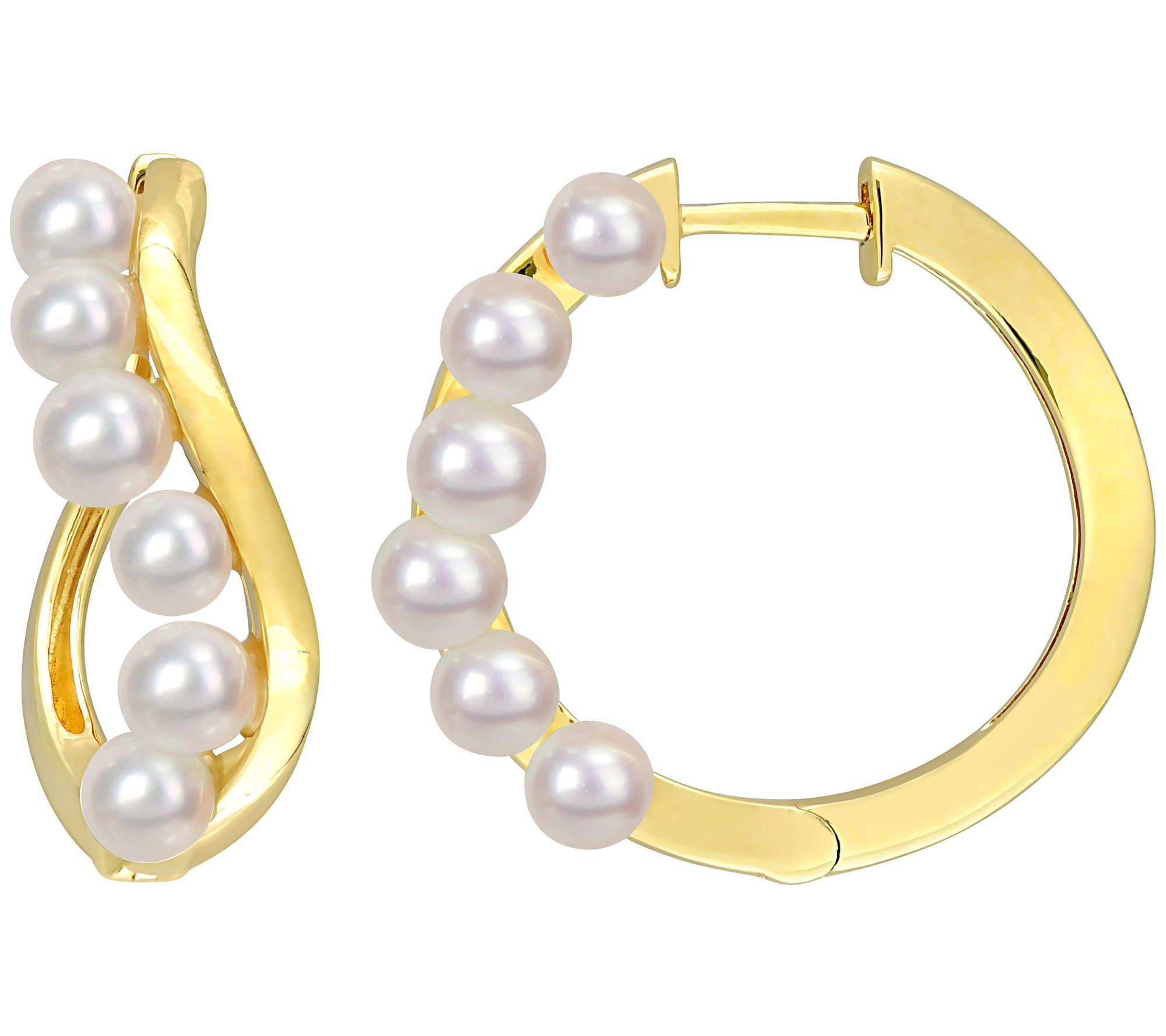 Affinity Gems G oldtone Culture d Pearl Hoop Ea rrings - QVC.com