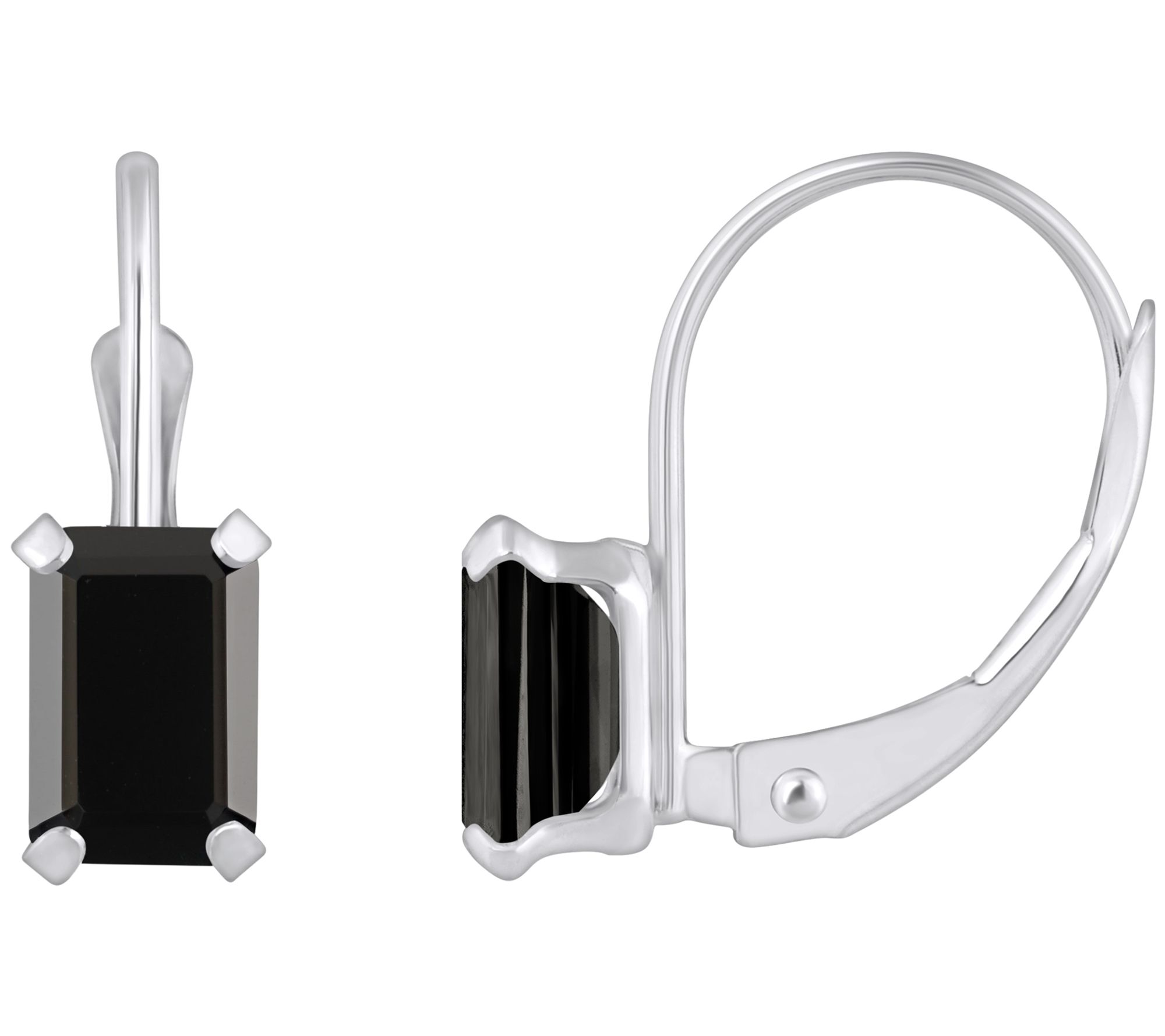 Affinity Gems Emerald Cut Onyx Leverback Earrings, 10K Gold