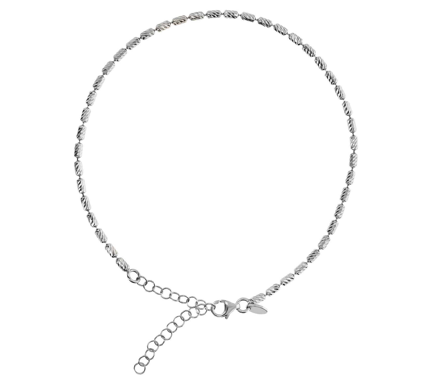 Veronese 18K Clad Diamond Cut Bead Ankle Bracelet, 5.2g