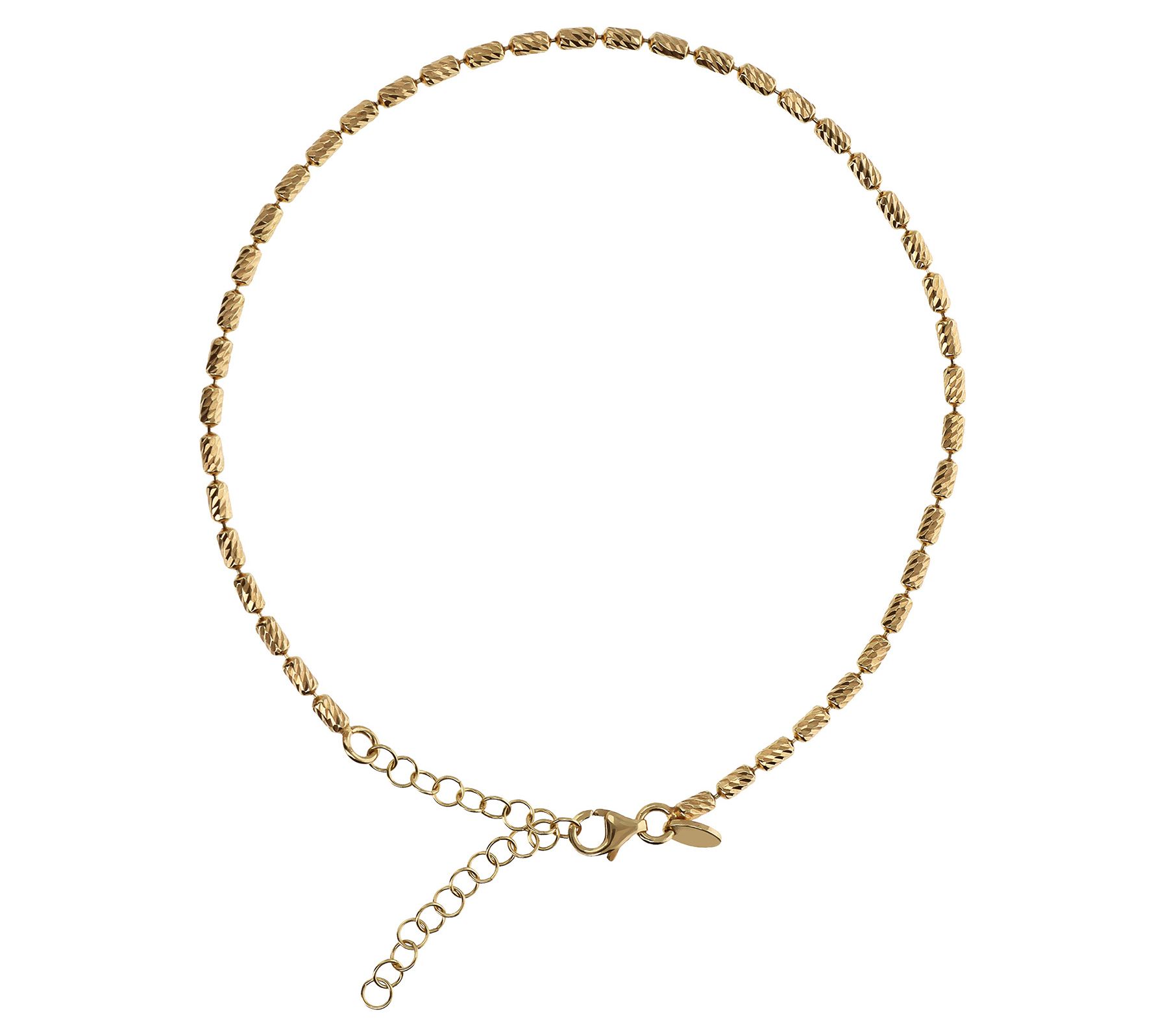 Veronese 18K Clad Diamond Cut Bead Ankle Bracelet, 5.2g