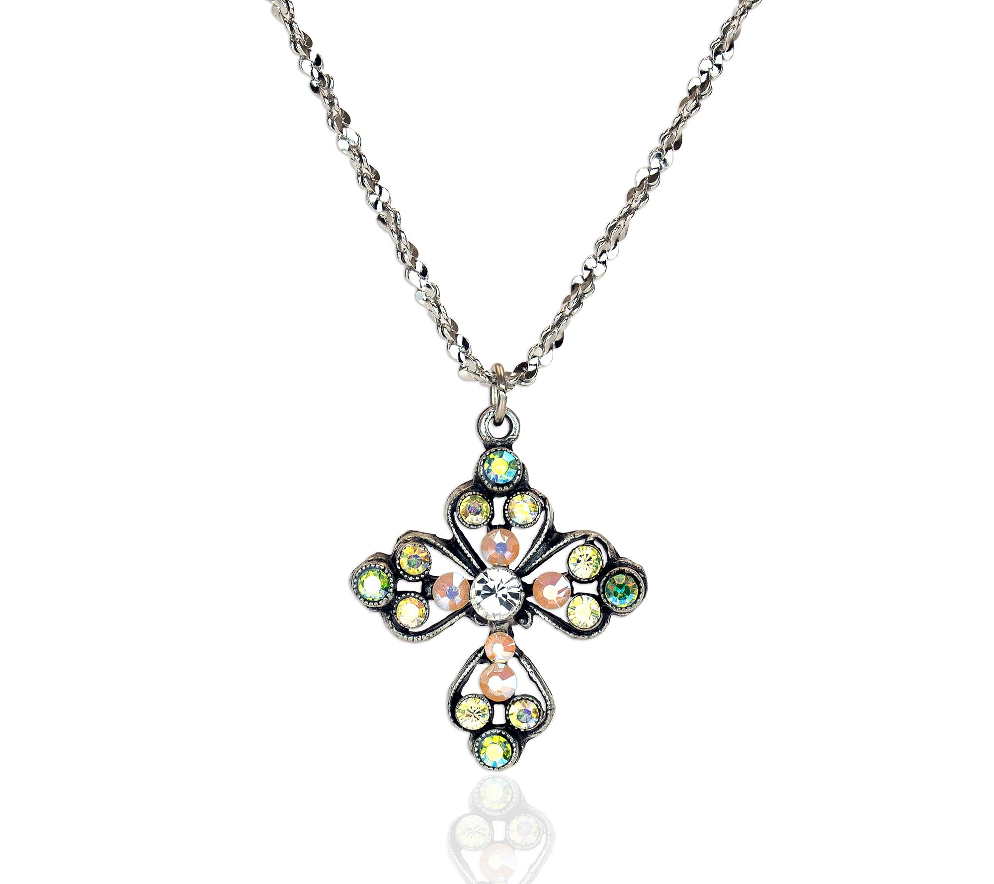 Anne Koplik Pastel Crystal Pastel Cross Pendantw/ Chain