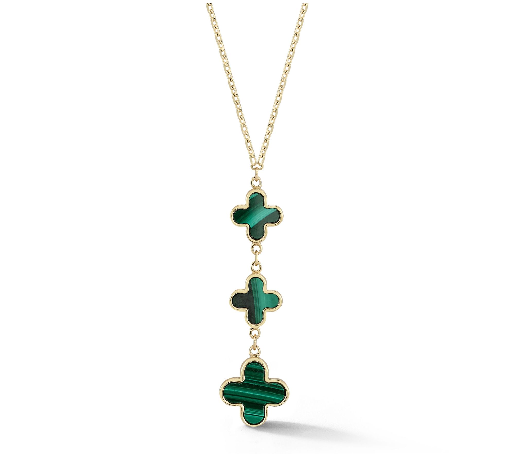 Luminosa Gold T riple Clover Ge mstone Necklace , 14K