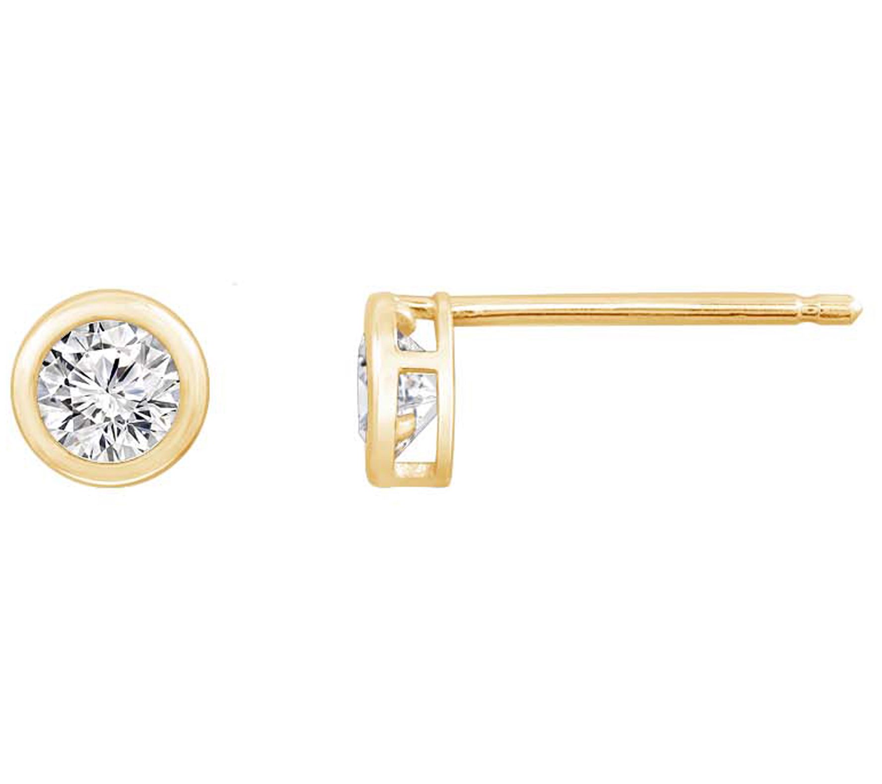 Diamonique Birthstone Stud Earrings, 10K Gold