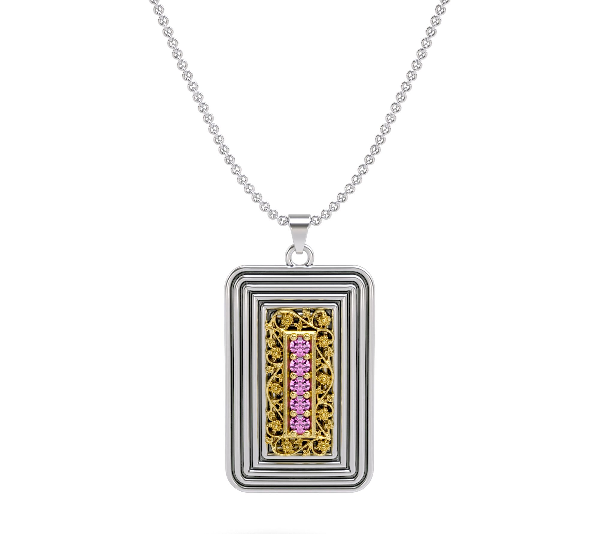 Or Paz Two-Tone Sterling Lace Gemstone Pendantw/ Chain