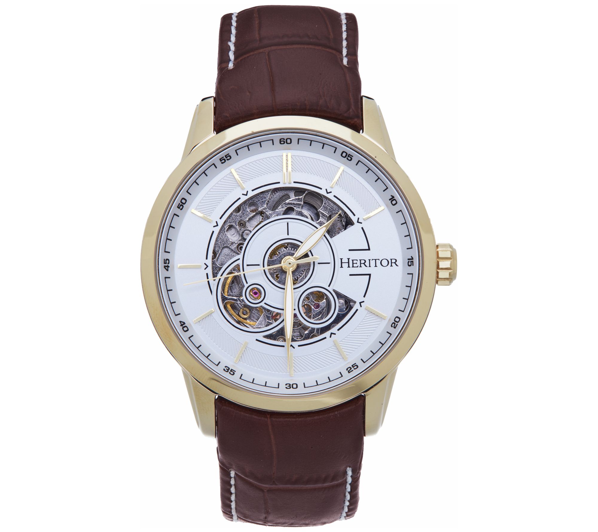 Heritor Automatic Men's Davies Stainless Leather Strap Watch