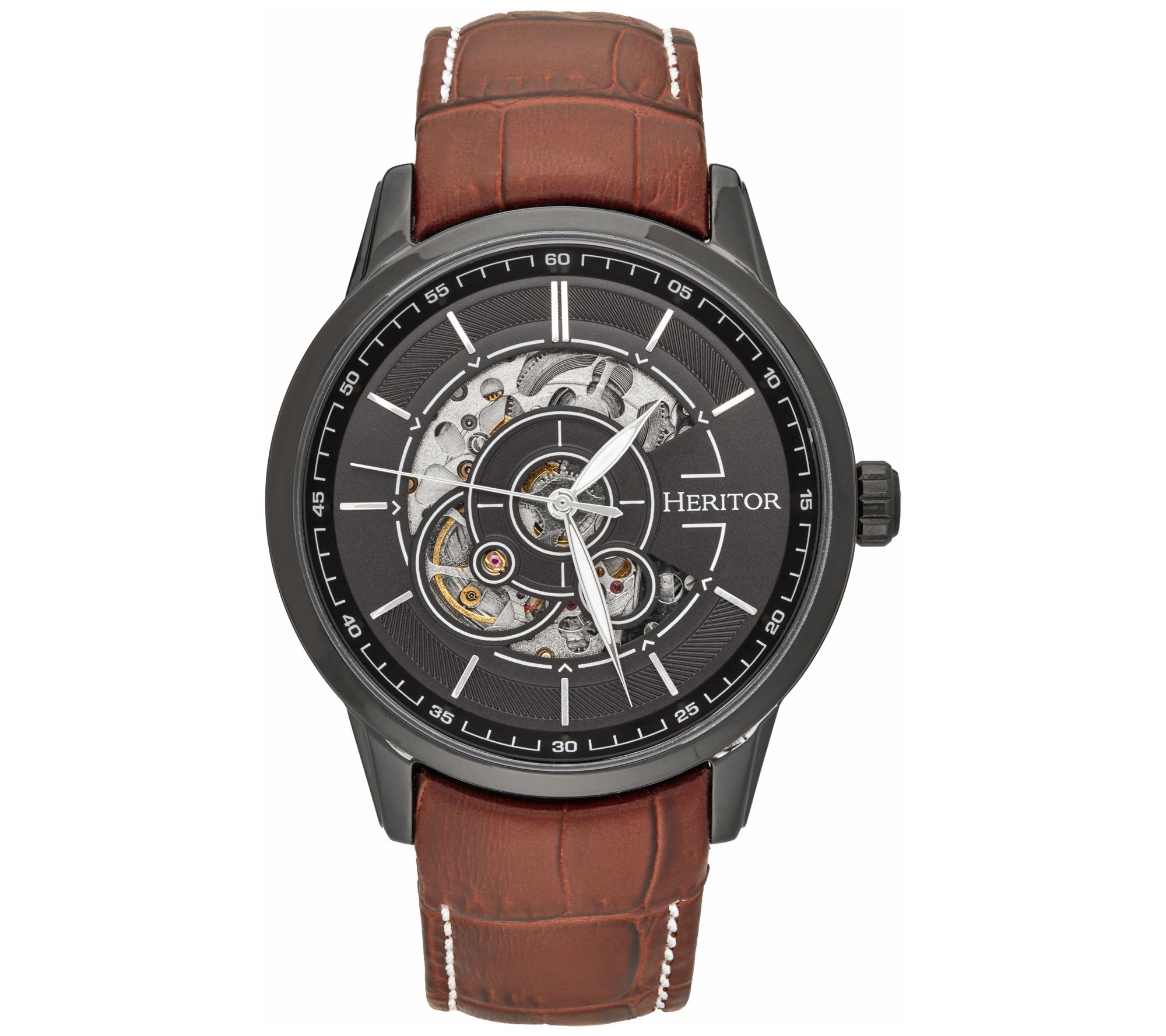 Heritor Automatic Men's Davies Stainless Leather Strap Watch