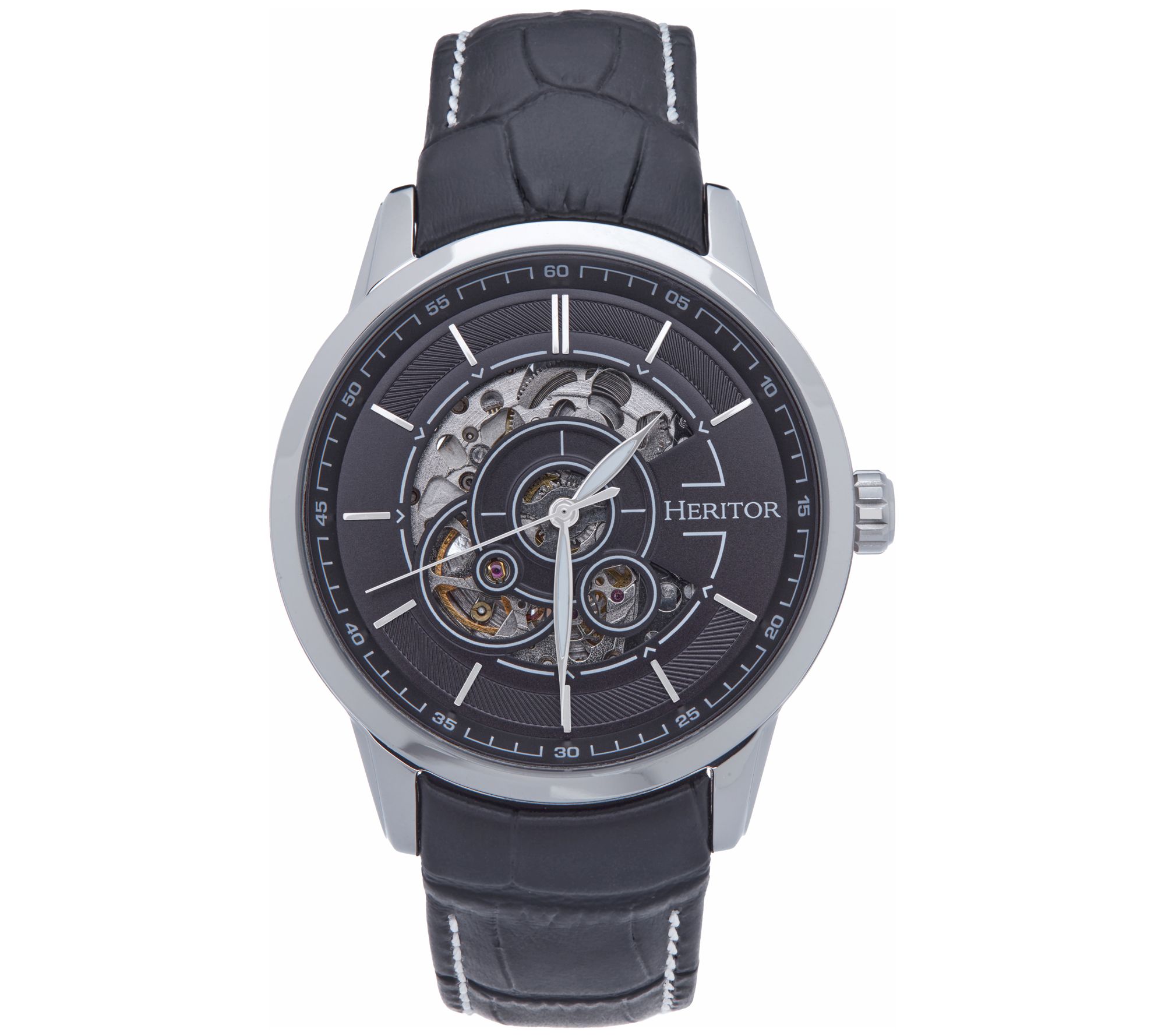Heritor Automatic Men's Davies Stainless Leather Strap Watch