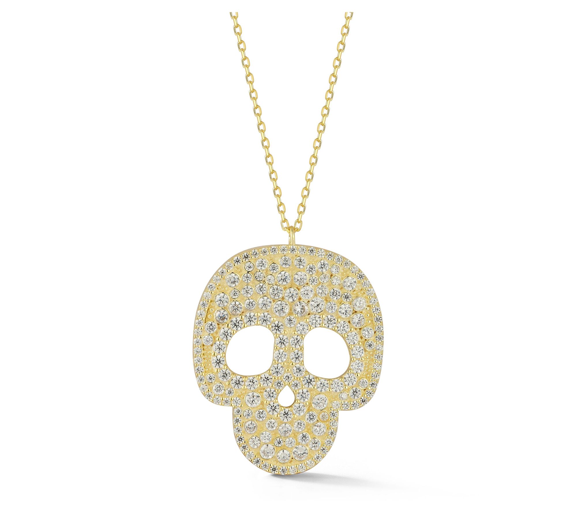 Sterlina Silver Pave Skull Pen dant w/ Chain, Sterling