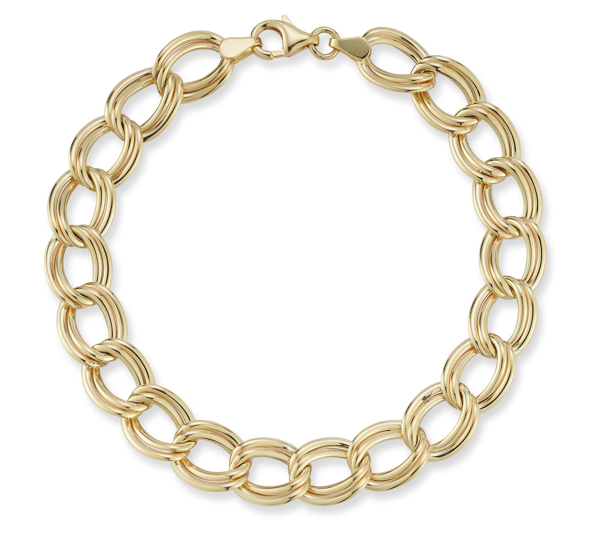 Italian Gold Ribbed Oval Link Bracelet, 14K