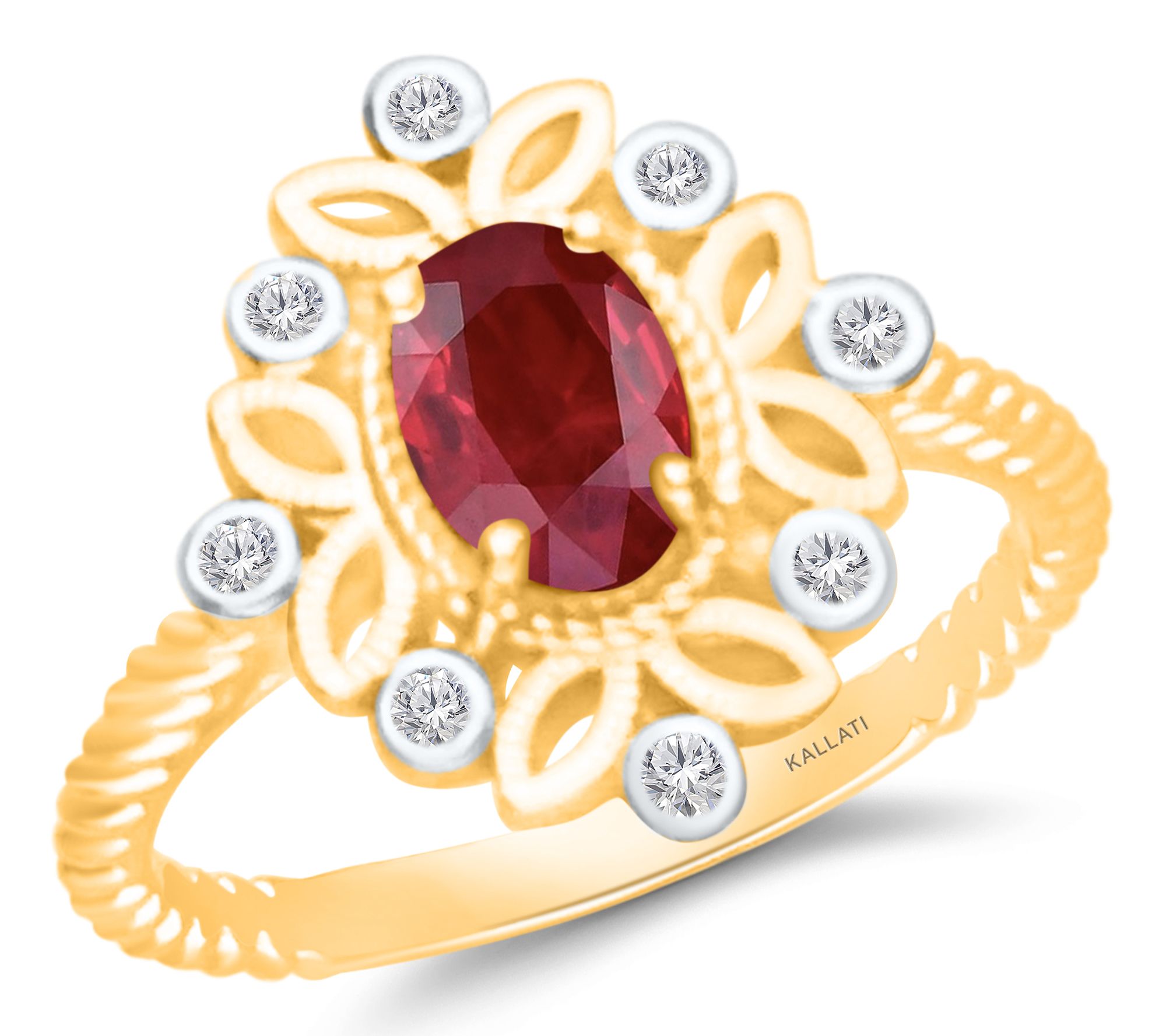 KALLATI Ruby & Diamond Cocktail Ring, 14K Gold