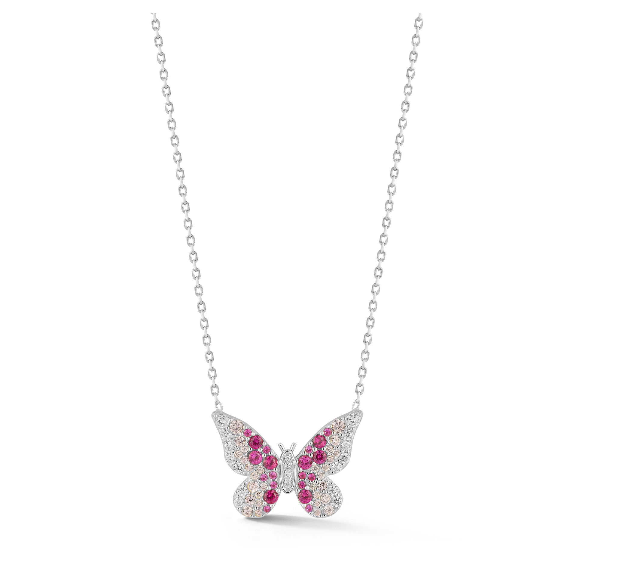 Sterlina Silver Ombre Pave Butterfly Necklace,Sterling