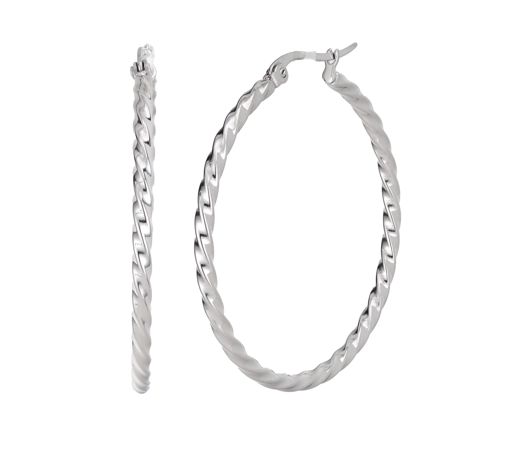 Steel by Design 1" Round Twisted Hoop Earrings