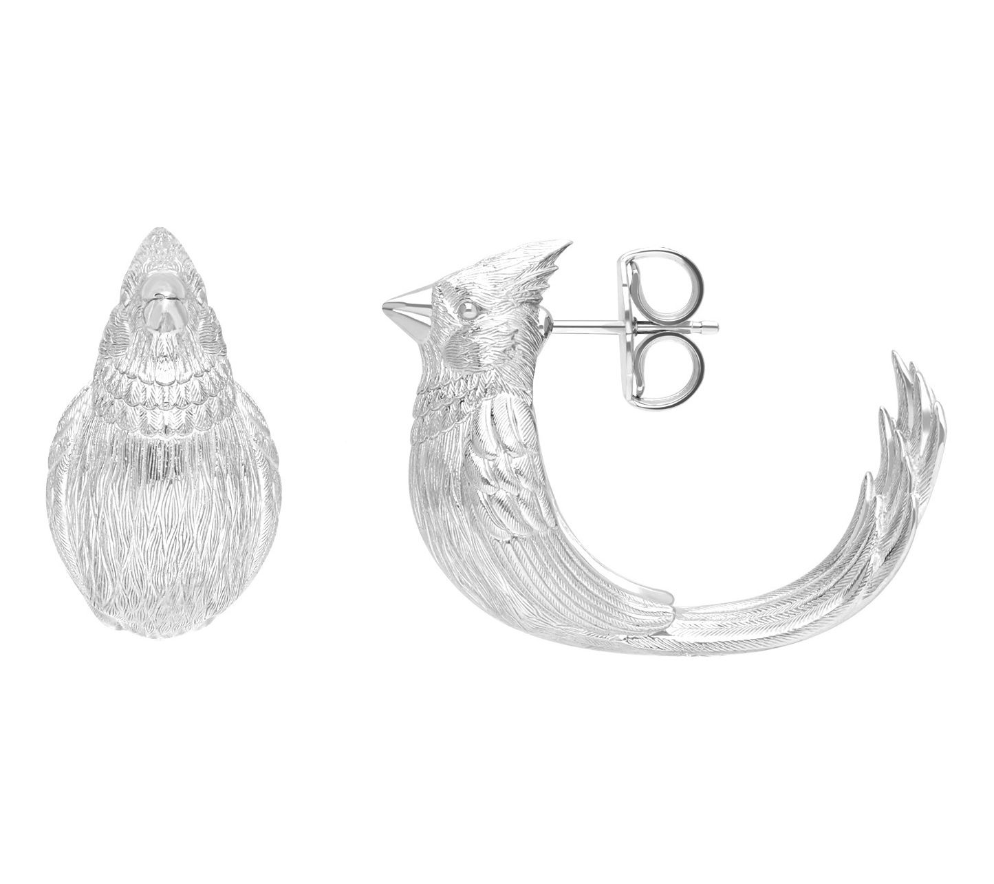 Goddaughters Detailed Cardinal Earrings, Sterling Silver