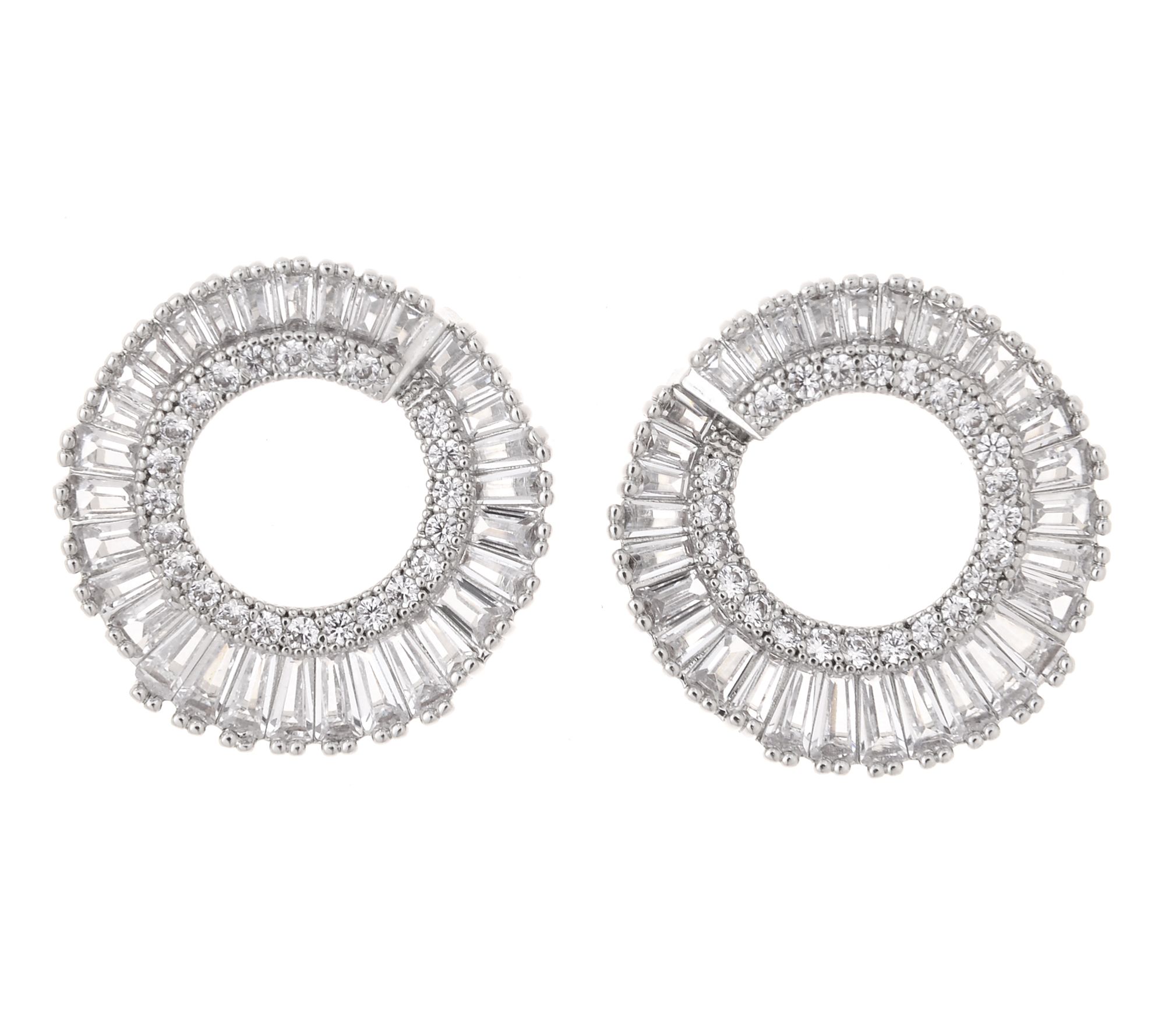 Diamonique x Zaxie Silvertone Boss Lady Hoop Earrings