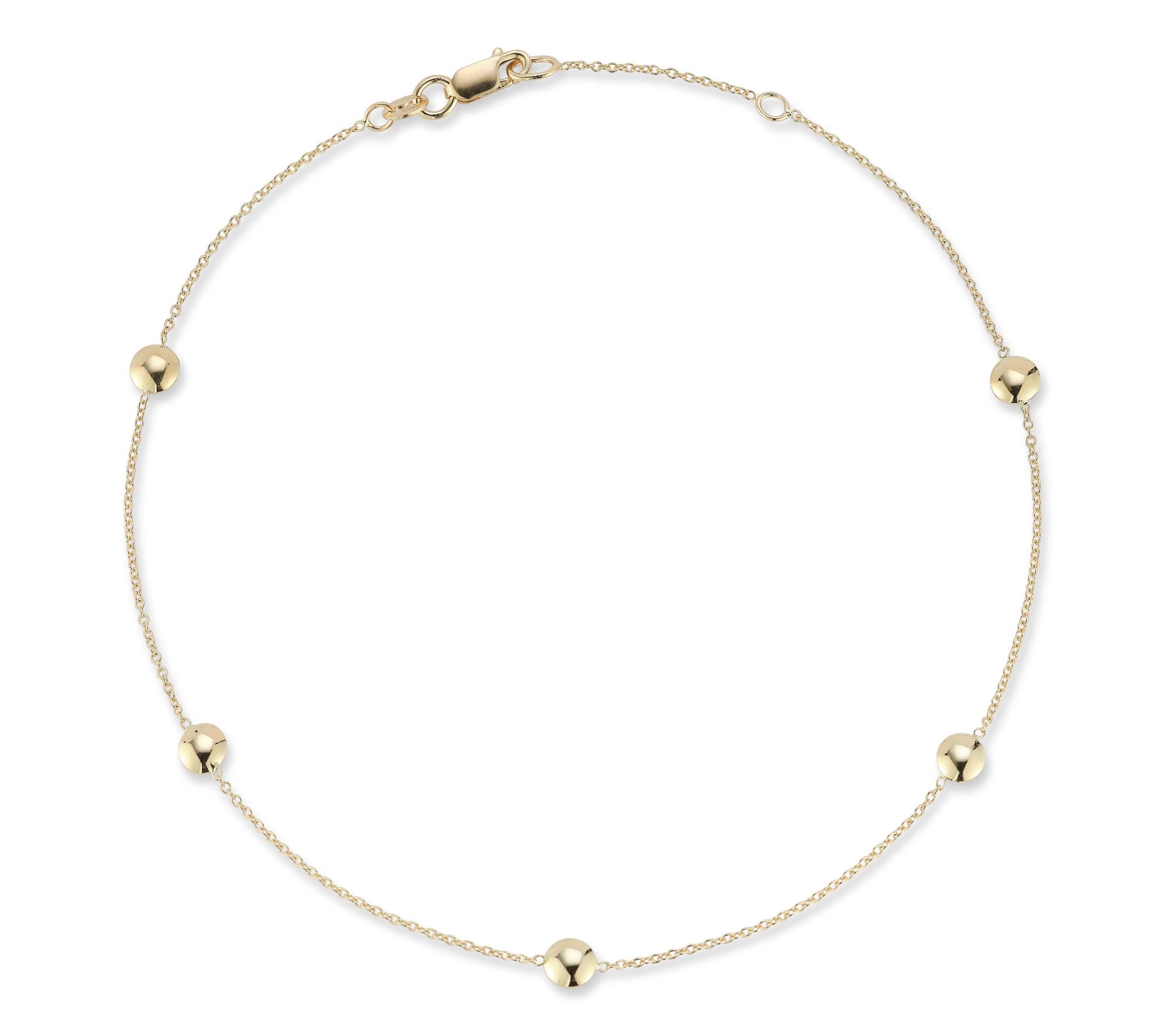 Italian Gold Button Station Ankle Bracelet, 14K