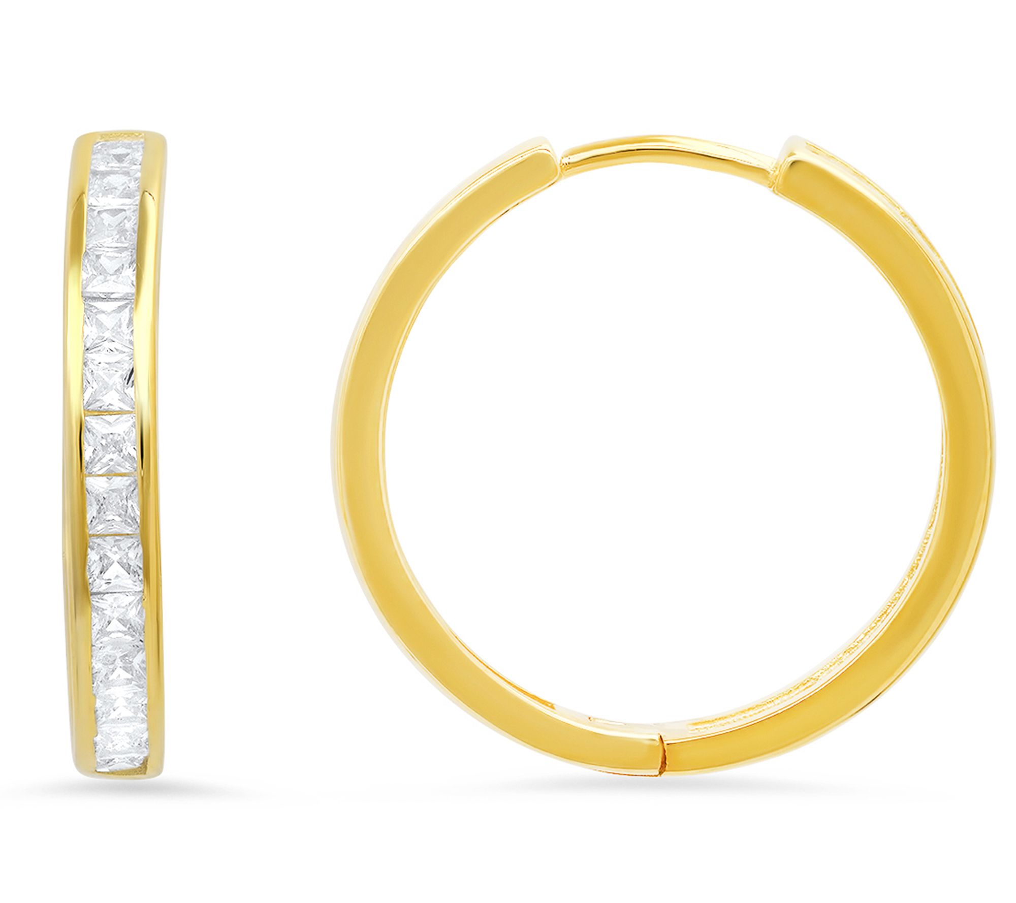 Diamonique 1.65 cttw Princess Cut Hoop Earrings, Sterling