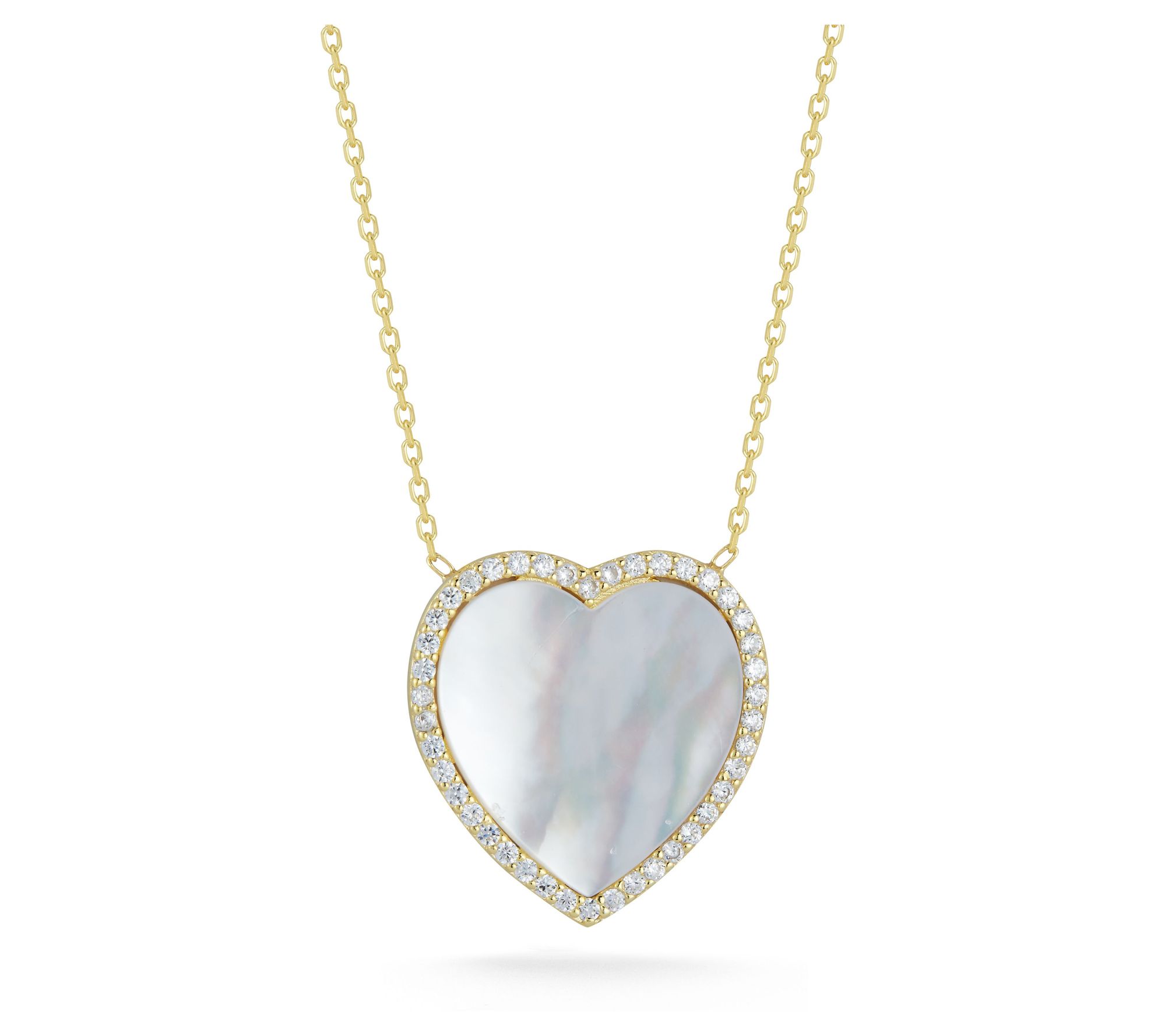 Sterlina Silver Mother of Pearl Heart Necklace,Sterling