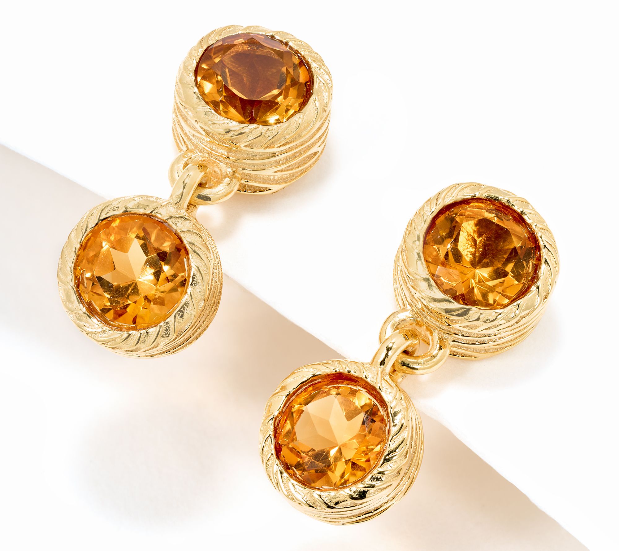 Christian James by Scott Grimes 14K Clad Ripple 1/2" Gemstone Dangle Earrings