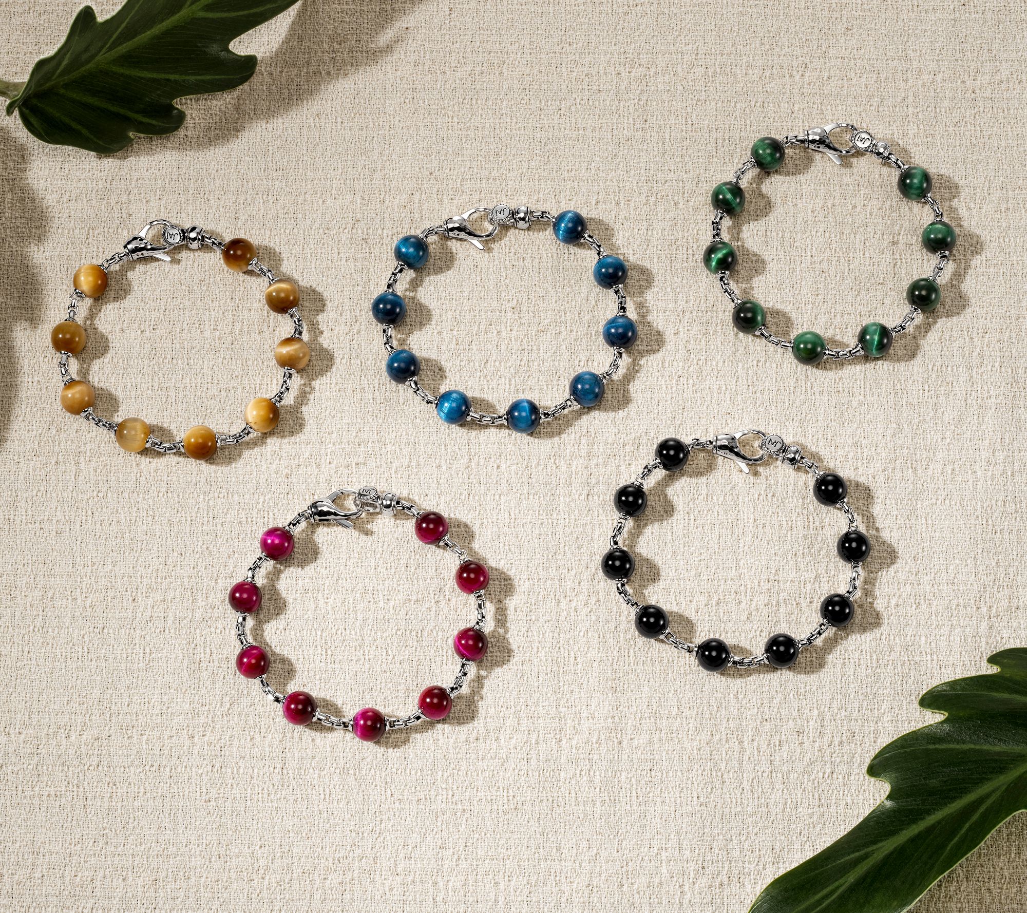 JAI Sterling Silver Gemstone Bead 2.7mm Box Chain Bracelet JAI Sterling Silver Gemstone Bead 2.7mm Box Chain Bracelet